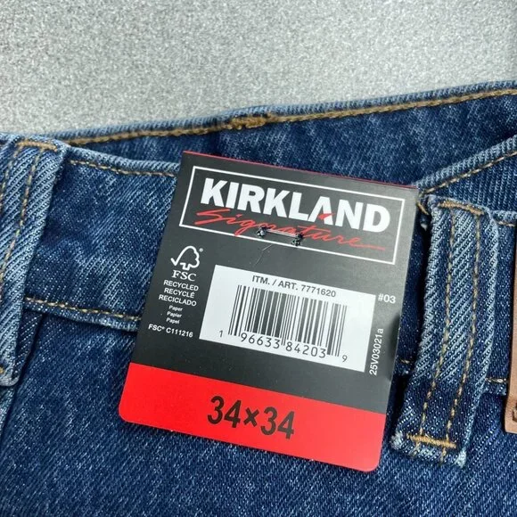 NEW Kirkland Signature Men's 34x34 Relaxed Fit Jeans Double-Stitched N0030 - Picture 6 of 10
